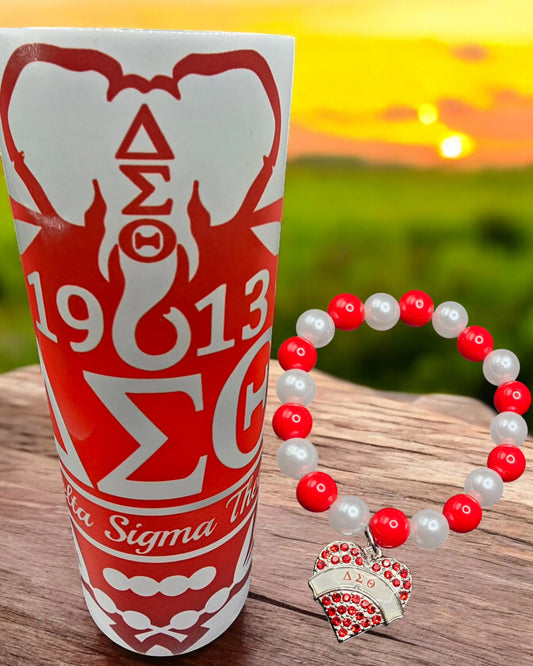 Delta Sigma Theta tumbler/bracelet set