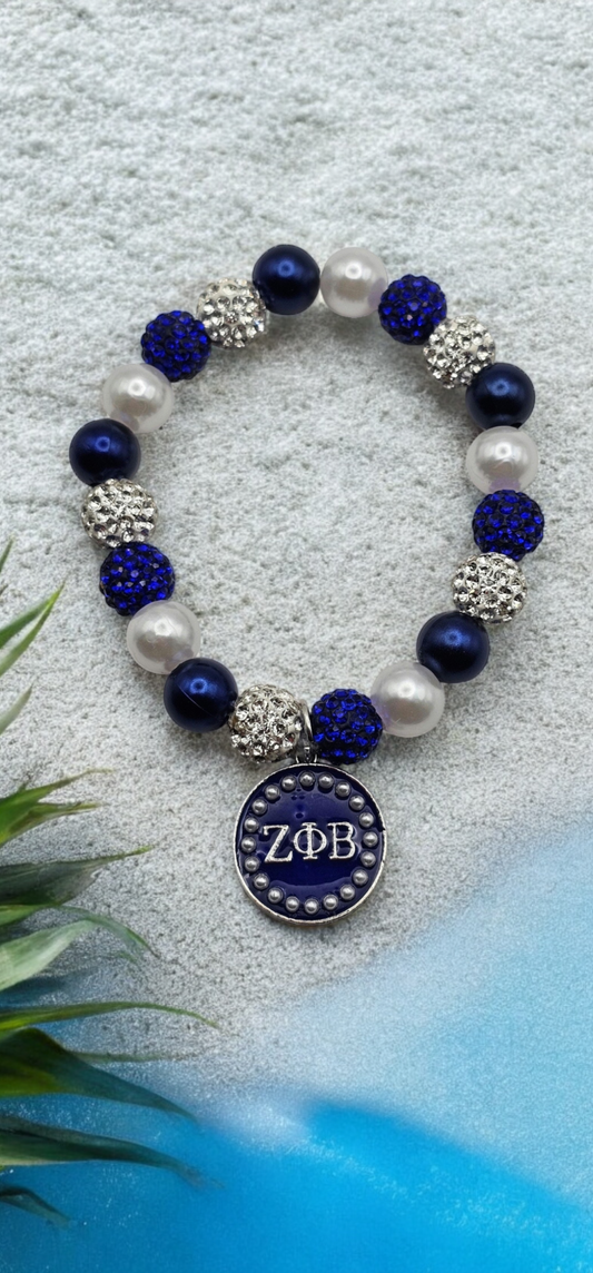 ZETA PHI BETA, Sorority Bracelet, Greek Letter Charm Bracelet, Sorority Gift, Zeta Phi Beta Bracelets,  Sorority Greek Letter Charm Bracelet