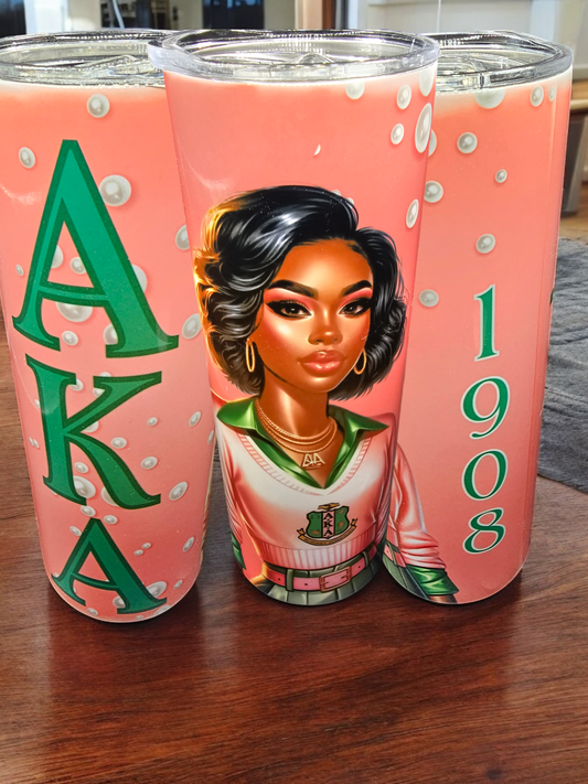 Alpha Kappa Alpha sorority lady 20 oz tumbler