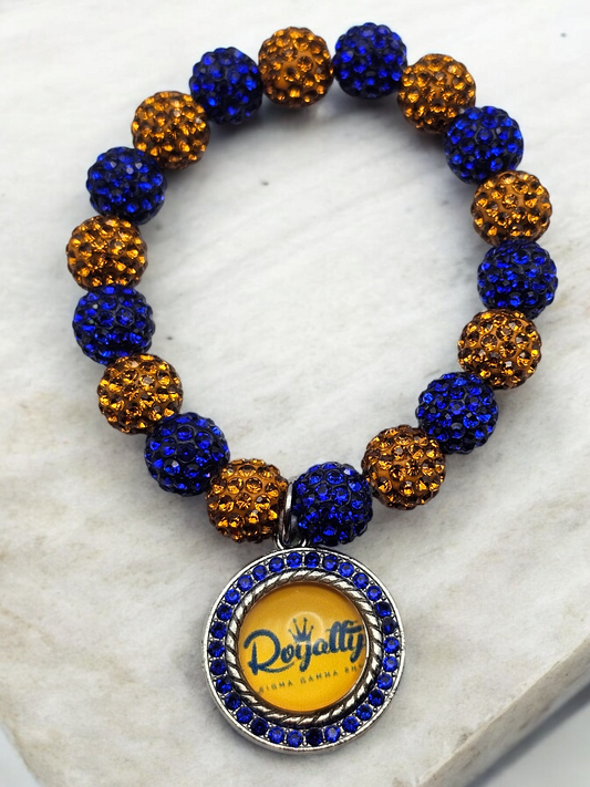 SIGMA GAMMA RHO ROYALTY ROUND CHARM BRACELET