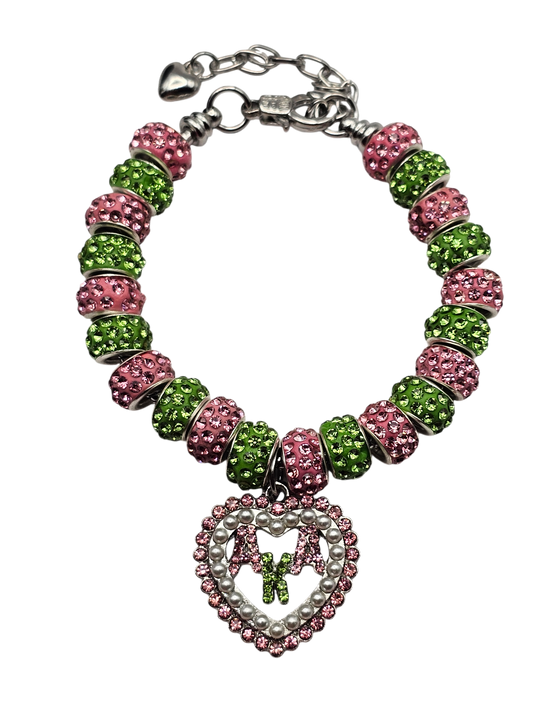 AKA HEART CHARM SORORITY BRACELET