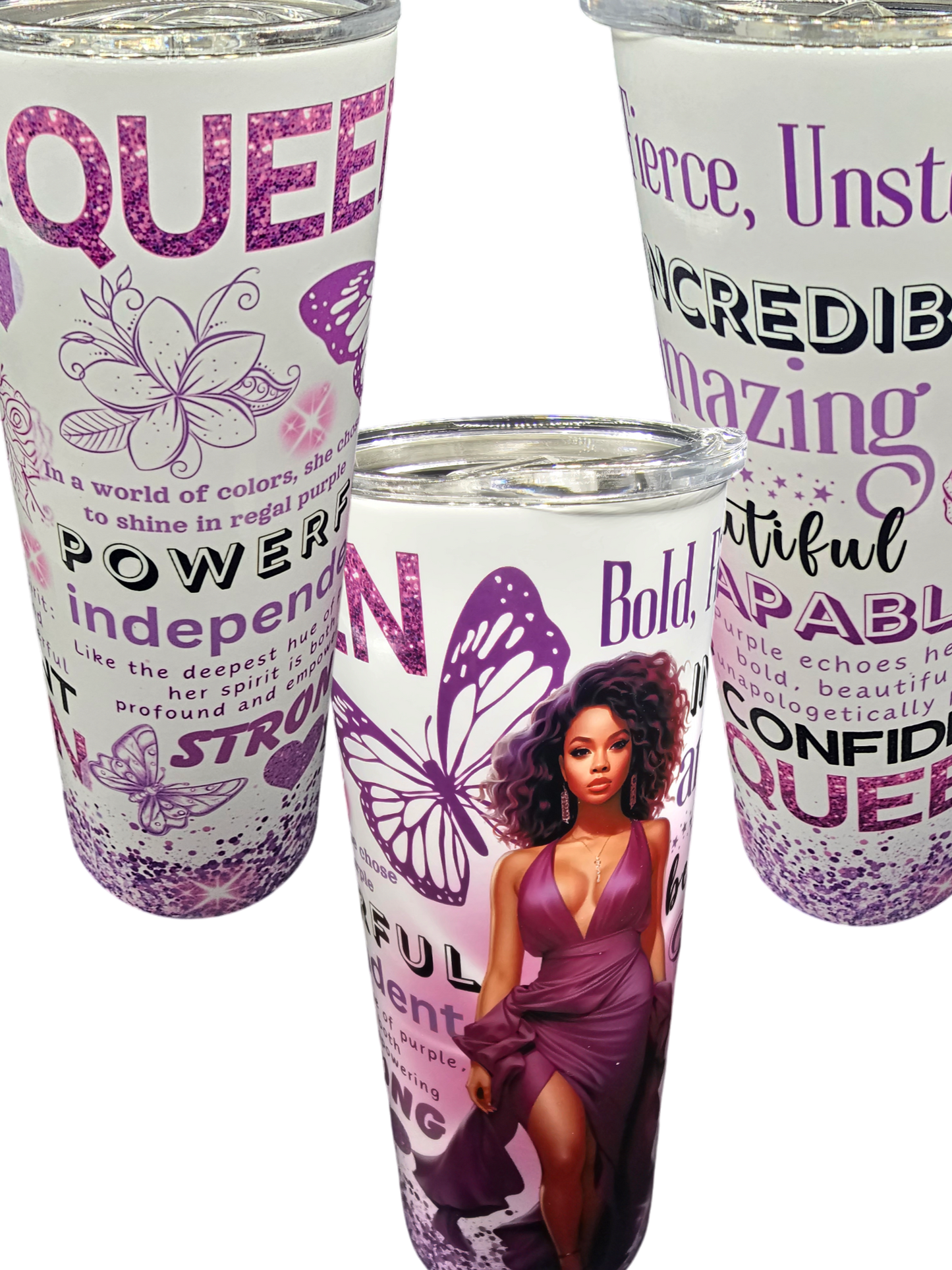 Queen inspirational quotes in purple 20 oz tumbler